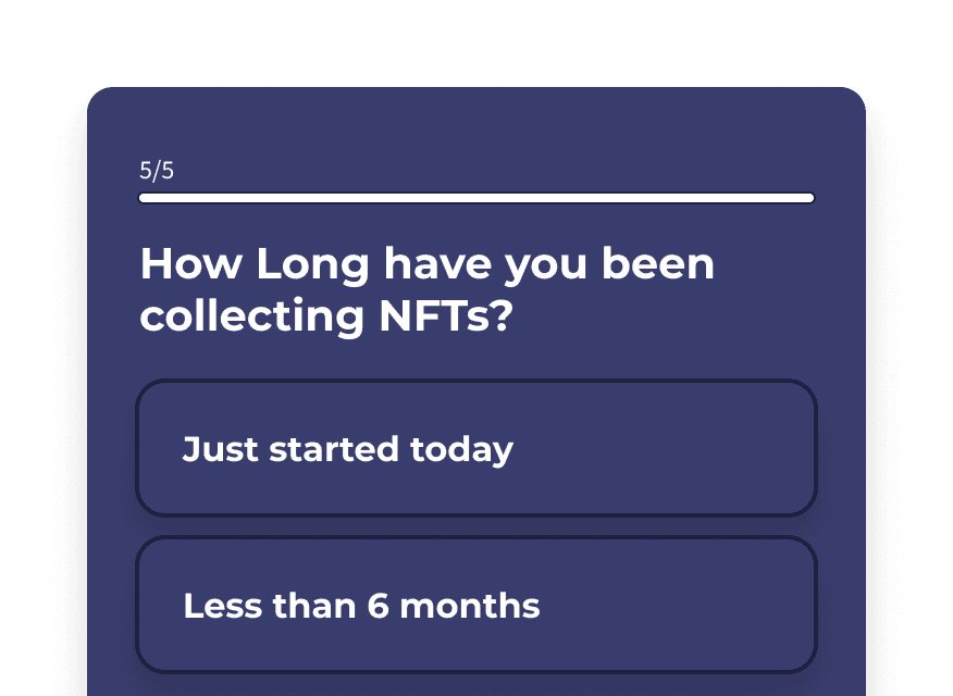 A survey asking people how long they have been collecting NFTs