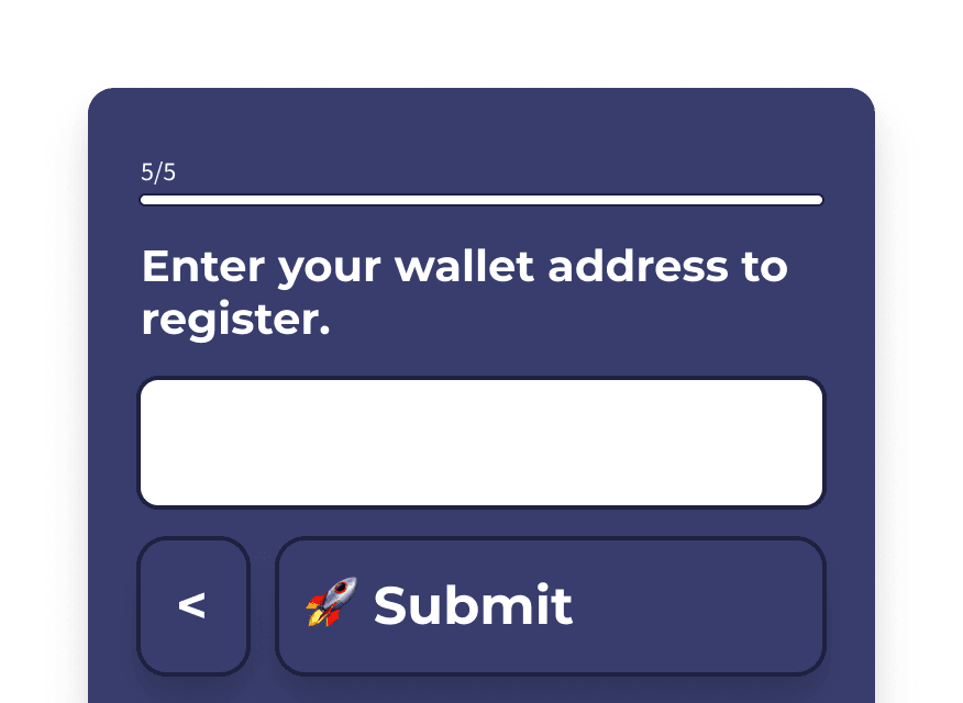 A survey asking people to enter their wallet address for a presale